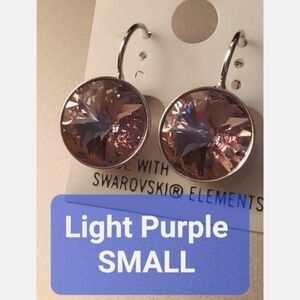 New Swarovski Element Light Purple Small. Wedding. Party. Round. Leverback Shine